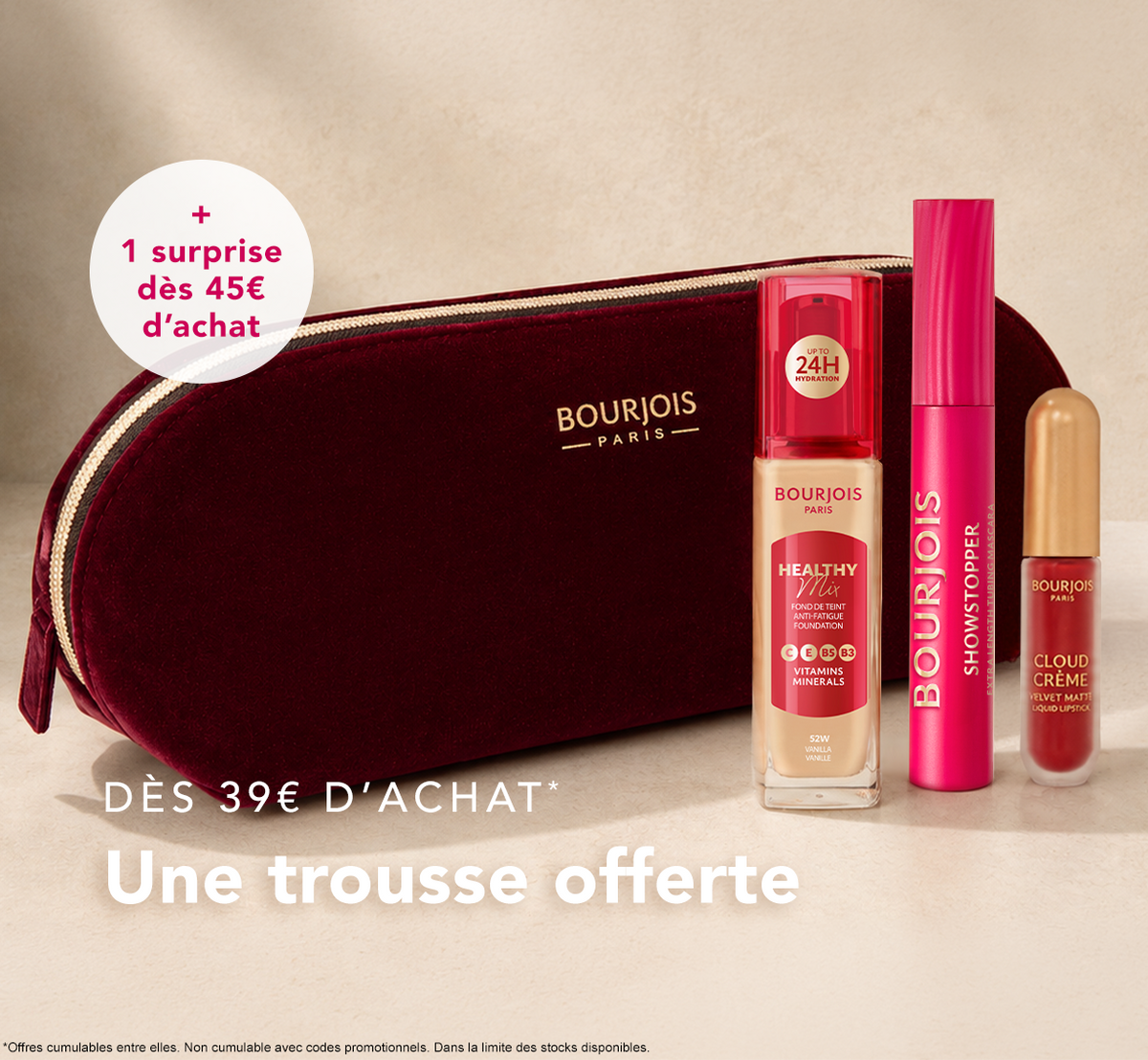 Trousse de maquillage et cadeau surprise Bourjois