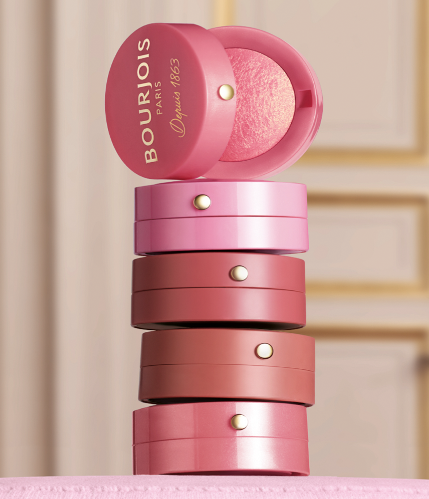 Empilement de blushs rose La Petite Boîte Ronde Bourjois